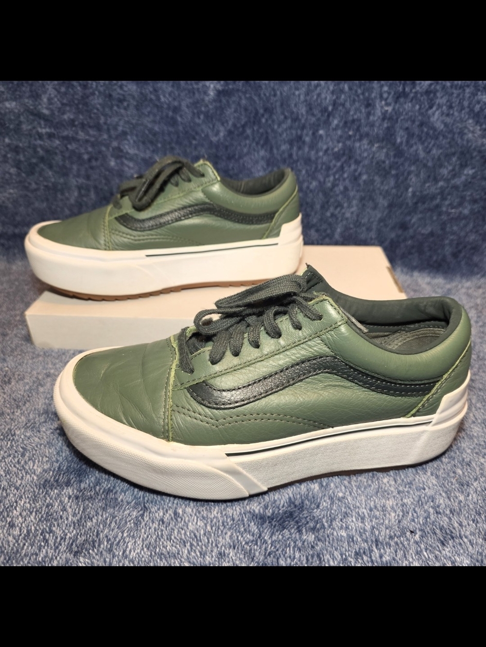 Vans Old Skool Stacked Platform "Tumbled Leather Thyme / True White"